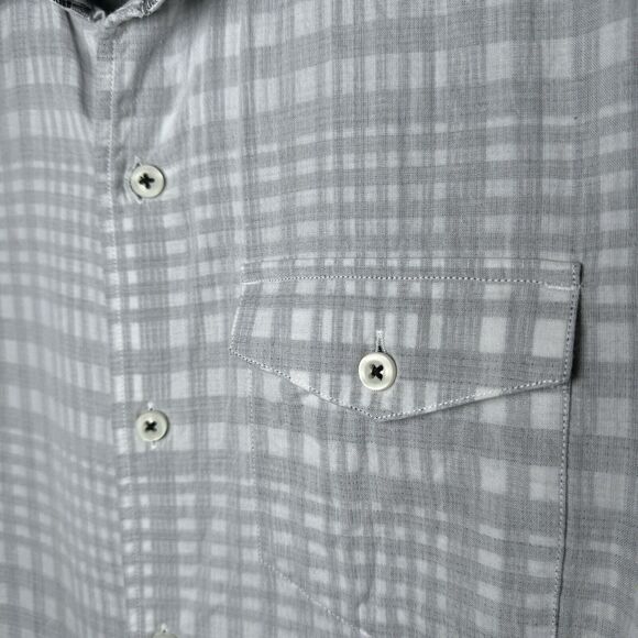 Tommy Bahama Shirt Mens Medium Gray Island Modern Fit Reverse Print Plaid Aloha - Picture 5 of 14